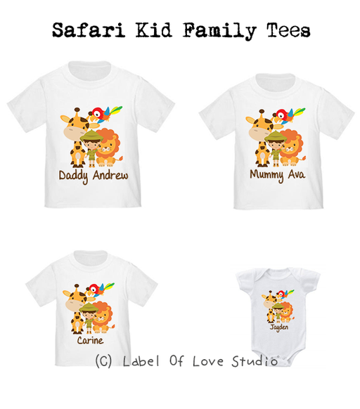 Personalized-Safari Kid Family Tees-with name Singapore
