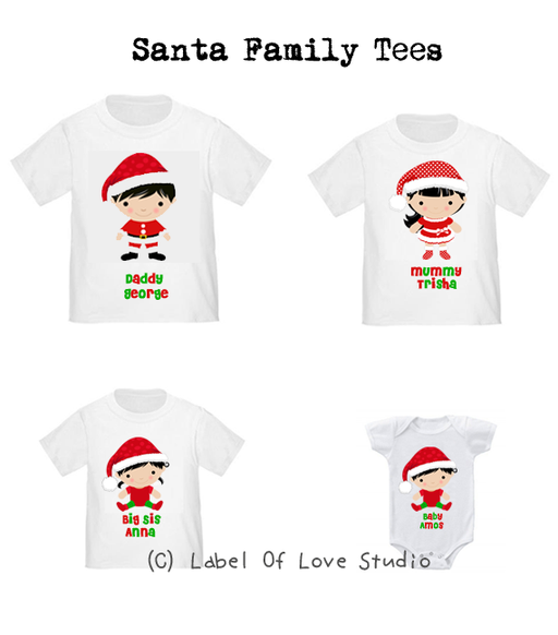 Personalized-Santa Family Tees-with name Singapore