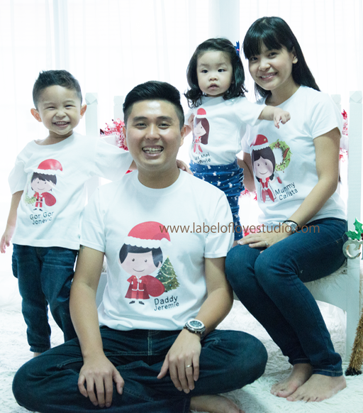 Personalized-Santa and his Family Tees-with name Singapore