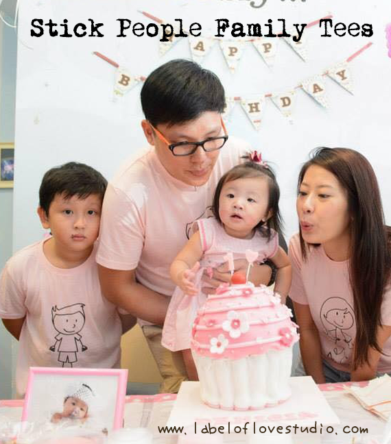 Personalized-Stick People Family Tees-with name Singapore