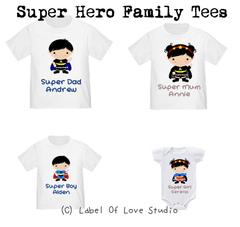 Personalized-Super Hero Family Tees-with name Singapore