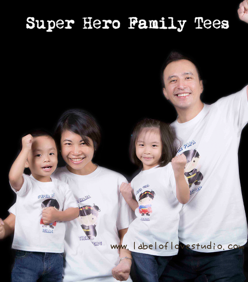 Personalized-Super Hero Family Tees-with name Singapore