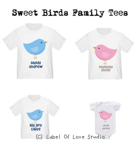 Personalized-Sweet Bird Family Tees-with name Singapore