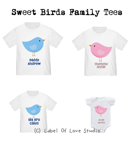Personalized-Sweet Bird Family Tees-with name Singapore