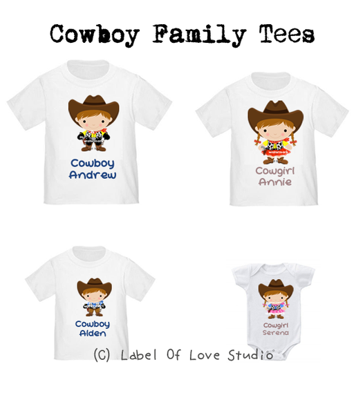 family matching outfits singapore Personalized-Yeeha! Cowboy Family Tees-with name Singapore