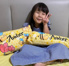 Personalized-baby-Busy Bee Bedding Set-kid pillow bolster beansprout Singapore