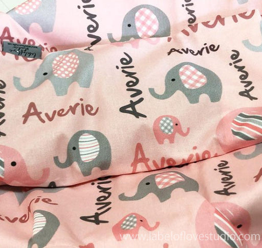 Personalized-baby-Happy Elephants in Pink Bedding Set-kid pillow bolster beansprout Singapore