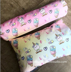 Personalized-baby-Ice Cream Unicorns Bedding Set (Rainbow Hues)-kid pillow bolster beansprout Singapore