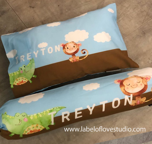 Personalized-baby-Jungle Friends Bedding Set-kid pillow bolster beansprout Singapore