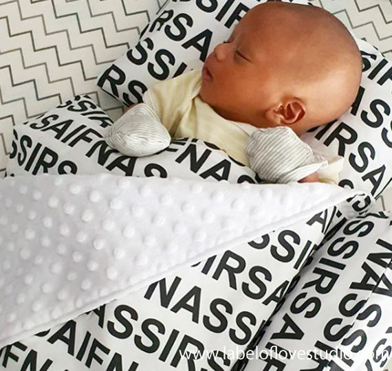 Personalized-baby-Monochrome Bedding Set-kid pillow bolster beansprout Singapore