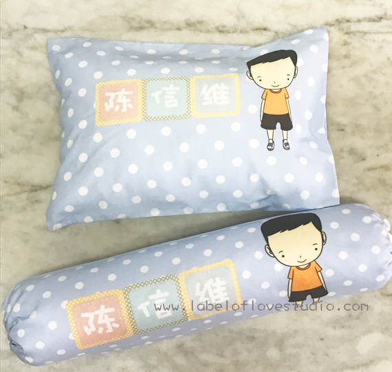 Personalized-baby-Pastel Blocks in Blue Bedding Set-kid pillow bolster beansprout Singapore