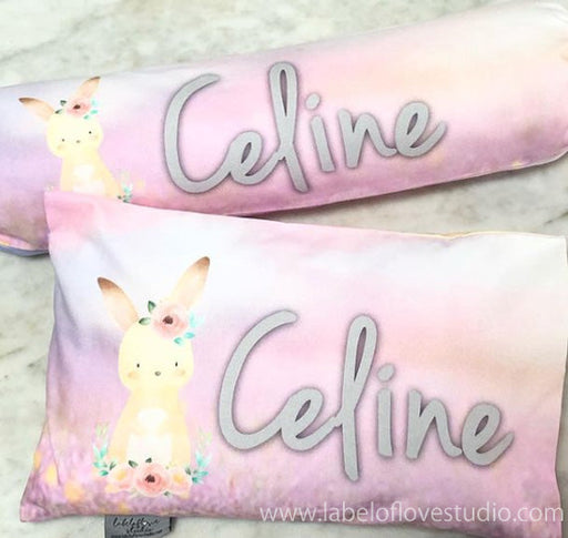 Personalized-baby-Pastel Bunny Bedding Set-kid pillow bolster beansprout Singapore