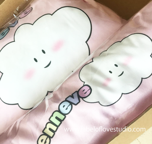 Personalized-baby-Puffy Cloud in pink Bedding Set-kid pillow bolster beansprout Singapore