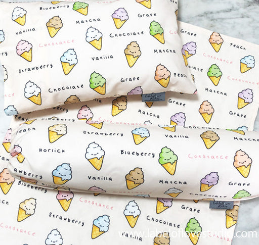 Personalized-baby-So Many Ice Cream Cones Bedding Set-kid pillow bolster beansprout Singapore