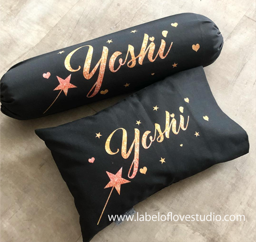 Personalized-baby-Stardust on Black Bedding Set-kid pillow bolster beansprout Singapore