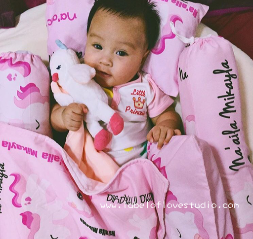Personalized-baby-Sweet Lil' Unicorn Bedding Set-kid pillow bolster beansprout Singapore