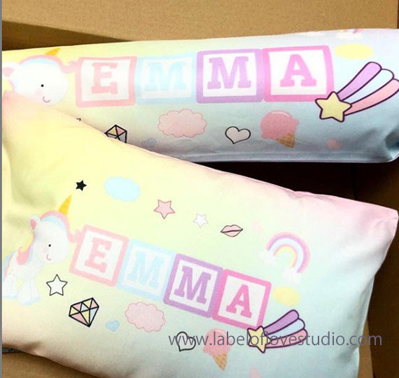 Personalized-baby-Unicorn Dreams Bedding Set-kid pillow bolster beansprout Singapore