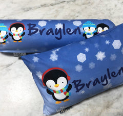 Personalized-baby-Winter Penguin Bedding Set-kid pillow bolster beansprout Singapore