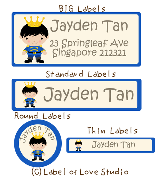Name Stickers Labels Singapore prince