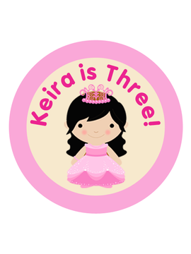 Princess Long Locks Birthday Labels
