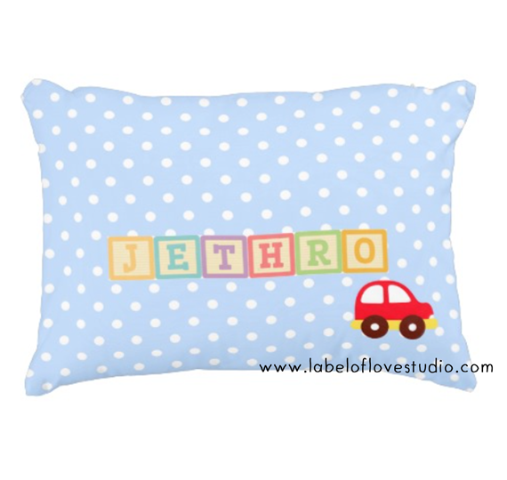 Rainbow Blocks in Blue Personalized Pillow