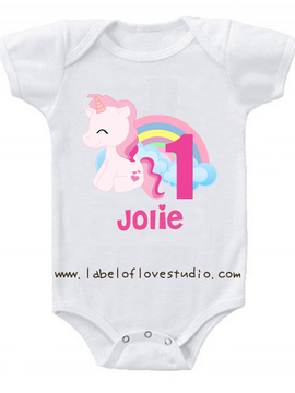 Rainbow Unicorn Birthday Romper/ Tee