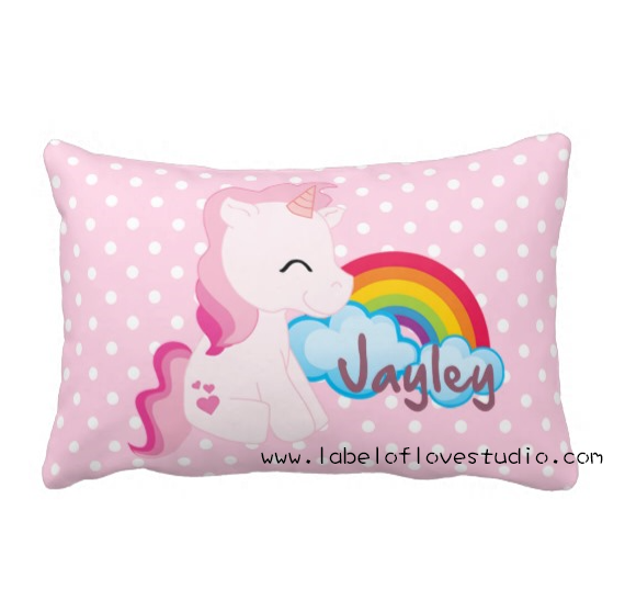 Rainbow Unicorn Personalized Pillow