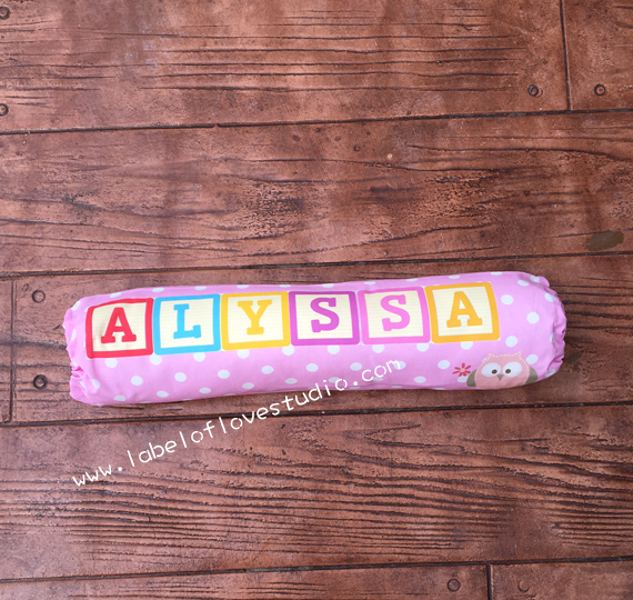 Rainbow Blocks Bolster in Pink Personalized Bolster