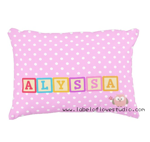 Rainbow Blocks in Pink Personalized Pillow