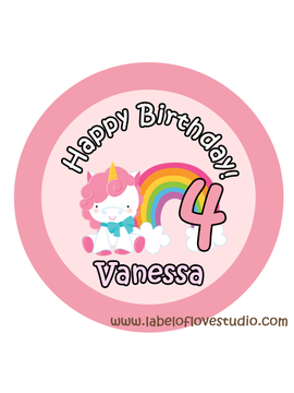 Magical Unicorn Birthday Labels