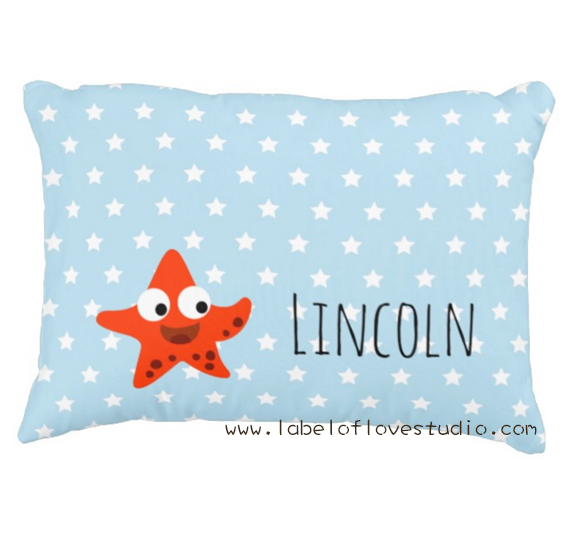 Happy Starfish Personalized Pillow