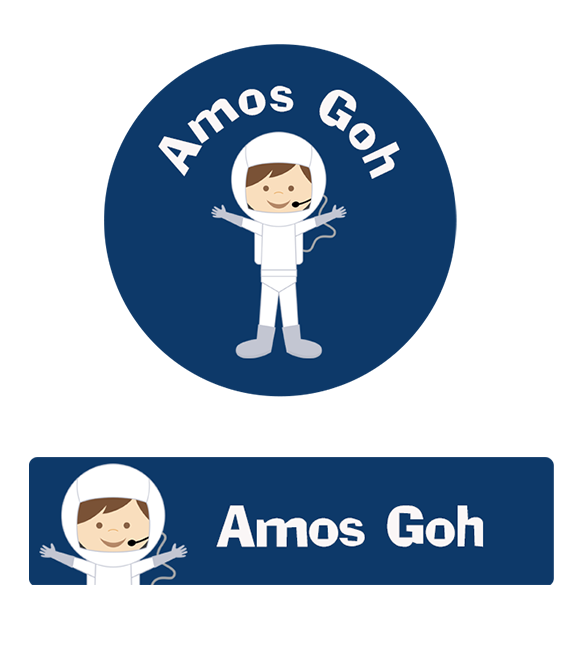 Space Astronaut Iron On Labels-name-sticker-Singapore-school