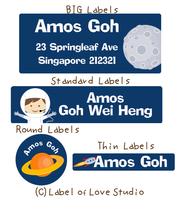 Space Adventure Waterproof Name Labels