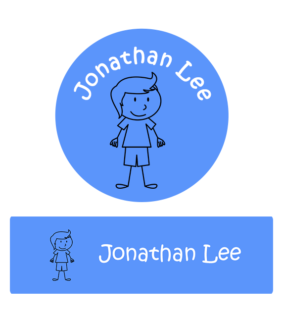 Stick Person Boy Iron On Labels-name-sticker-Singapore-school