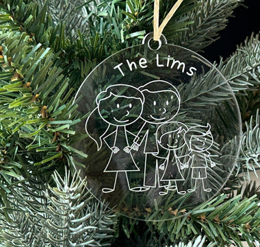 Christmas Tree Ornaments - Stick Family