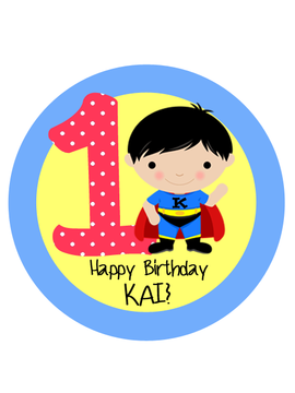 Super Boy with Age Birthday Label