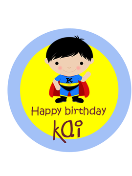 Super Boy Birthday Label