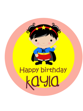 Super Girl Birthday Label