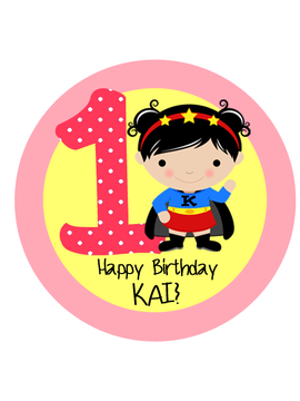 Super Girl with Age Birthday Label