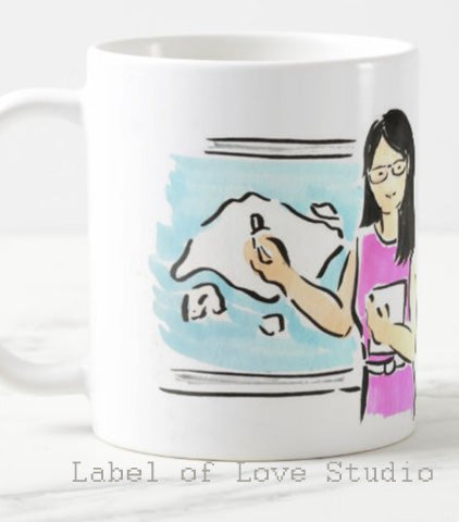 Teachers' Day Gift - Portrait of a Female Teacher:  Personalised Cup