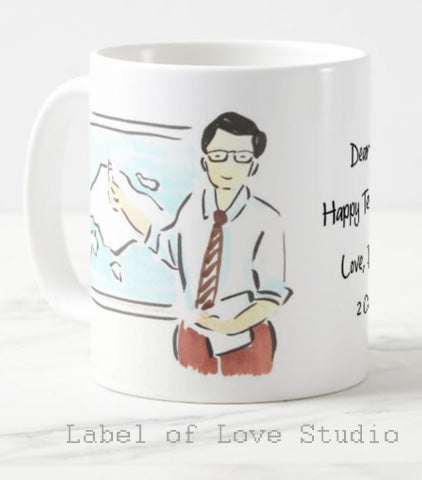 Teachers' Day Gift - Portrait of a Male Teacher: Personalised Cup