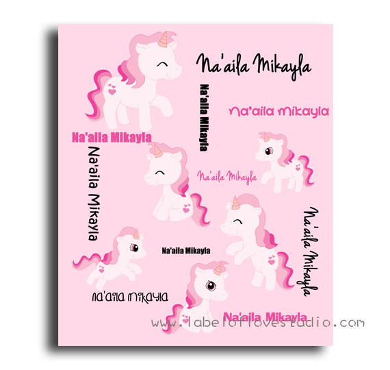 Pretty Unicorns Personalized Blanket