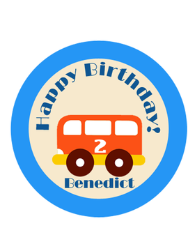 Vroom Vroom Bus Birthday Label