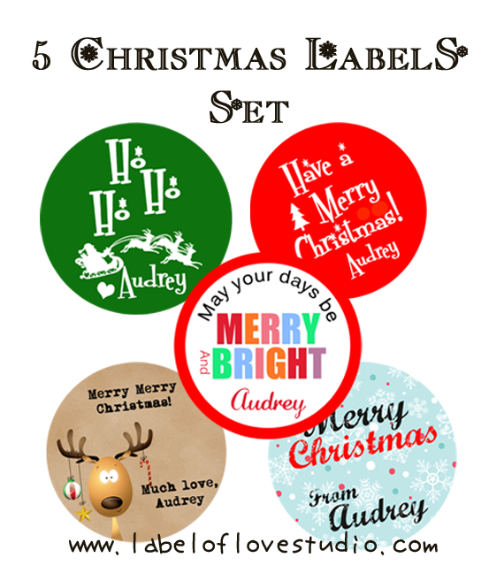 Christmas Personalized  Round Tags/ Labels Set