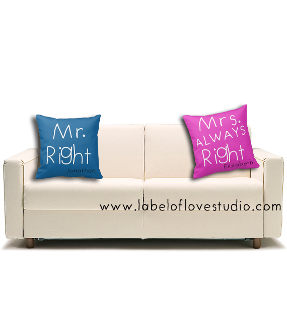 Mr and Mrs Right Cushions