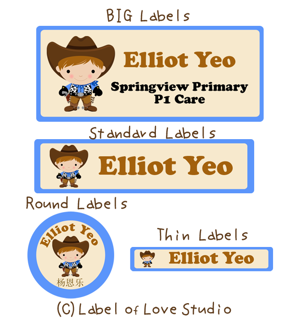 Name Stickers Labels Singapore Cowboy