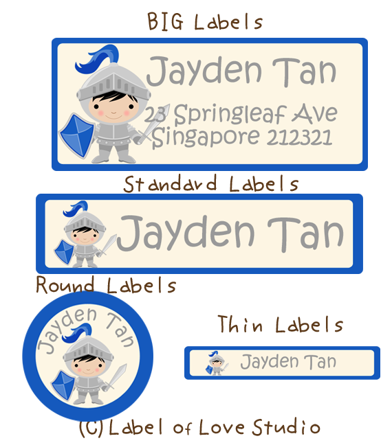 Name Stickers Labels Singapore knight