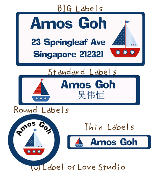 Name Stickers Labels Singapore nautical boats