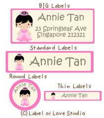 Princess Bunny Waterproof Labels