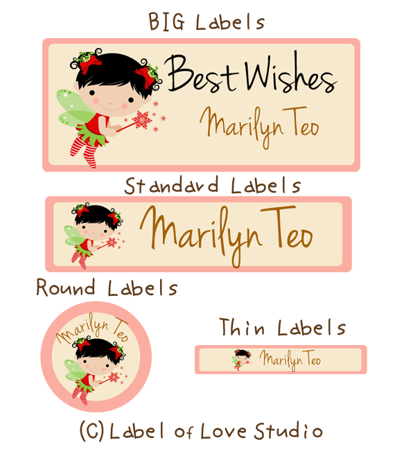 Name Stickers Labels Singapore Fairy Girl